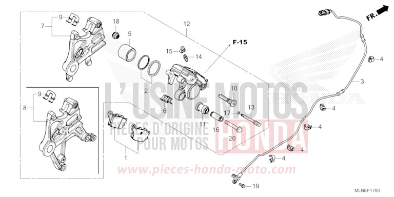 ETRIER DE FREIN ARRIERE de Africa Twin DCT GRAND PRIX RED (R380B) 2025